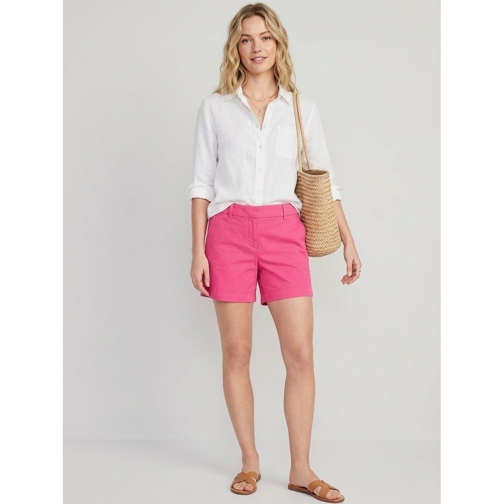 J.Crew Pink Chino Womens Cotton Mid Rise Casual Summer Shorts Size 6